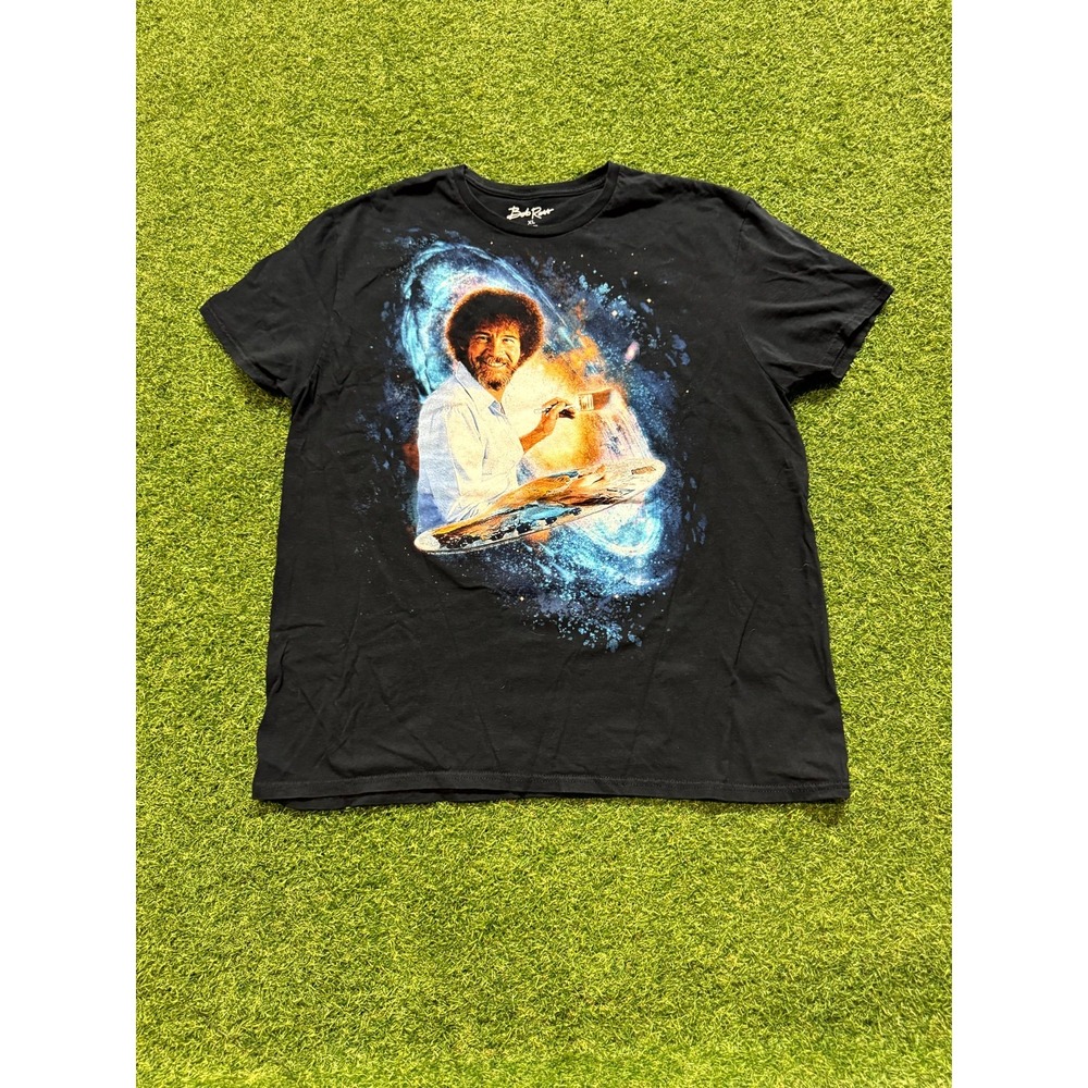 Bob Ross T-Shirt Men's XL Black Space Painting Graphic Short Sleeve‎ Crew Neck